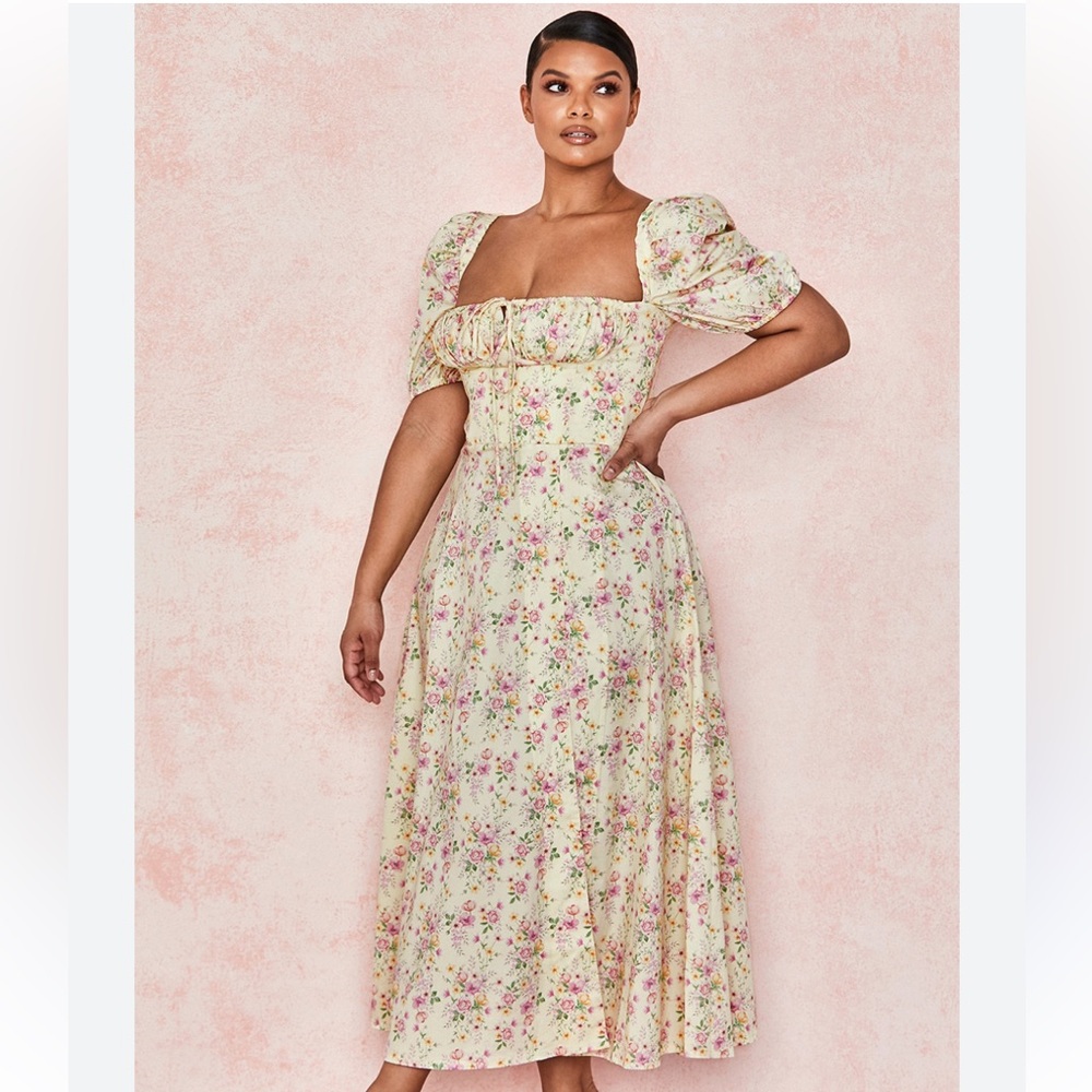House of CB Tallulah Pleated Off-Shoulder Midi Dress FIRM PRICE